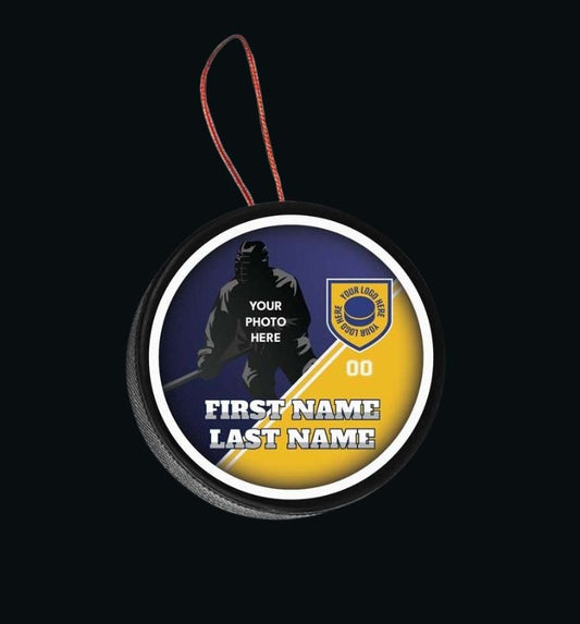 JMU Custom Player Hockey Puck Ornament - Authentic Series